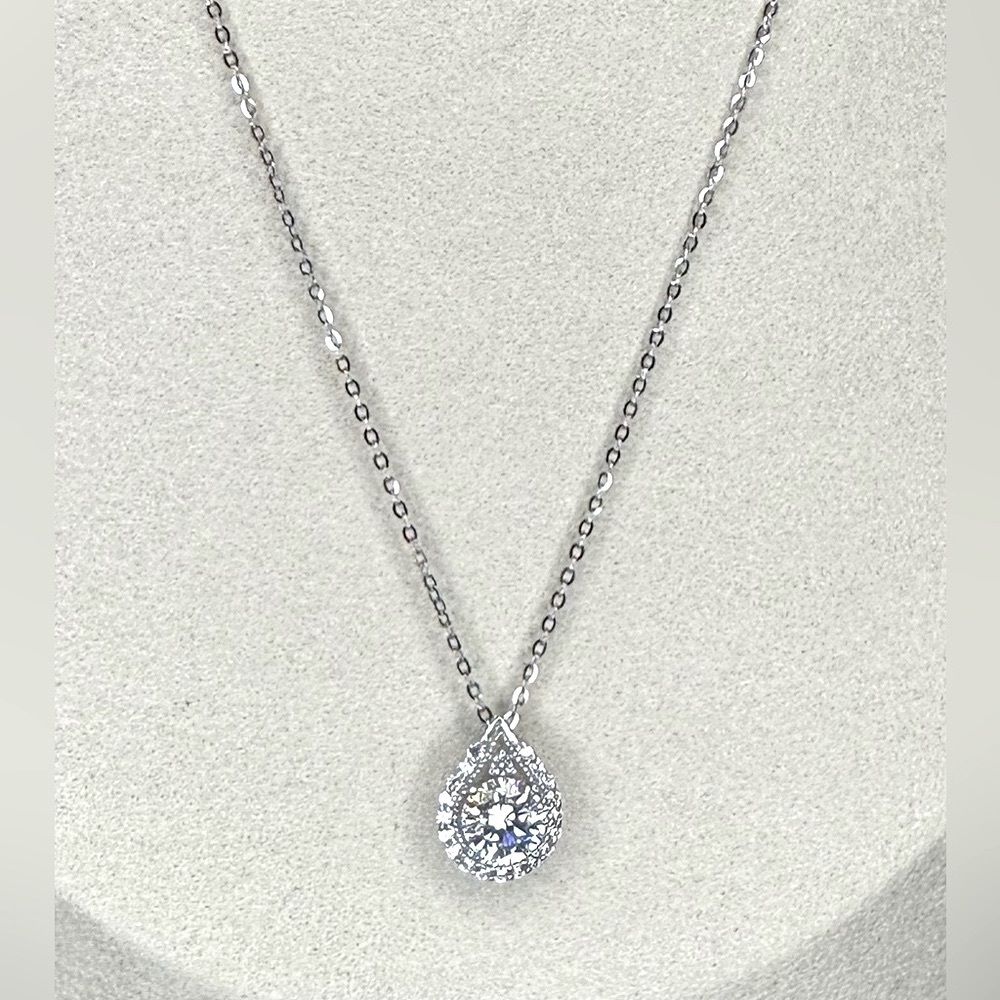 Diamond Moissanite Pendant Necklace 925 Sterling Silver 1 ct. t.w.